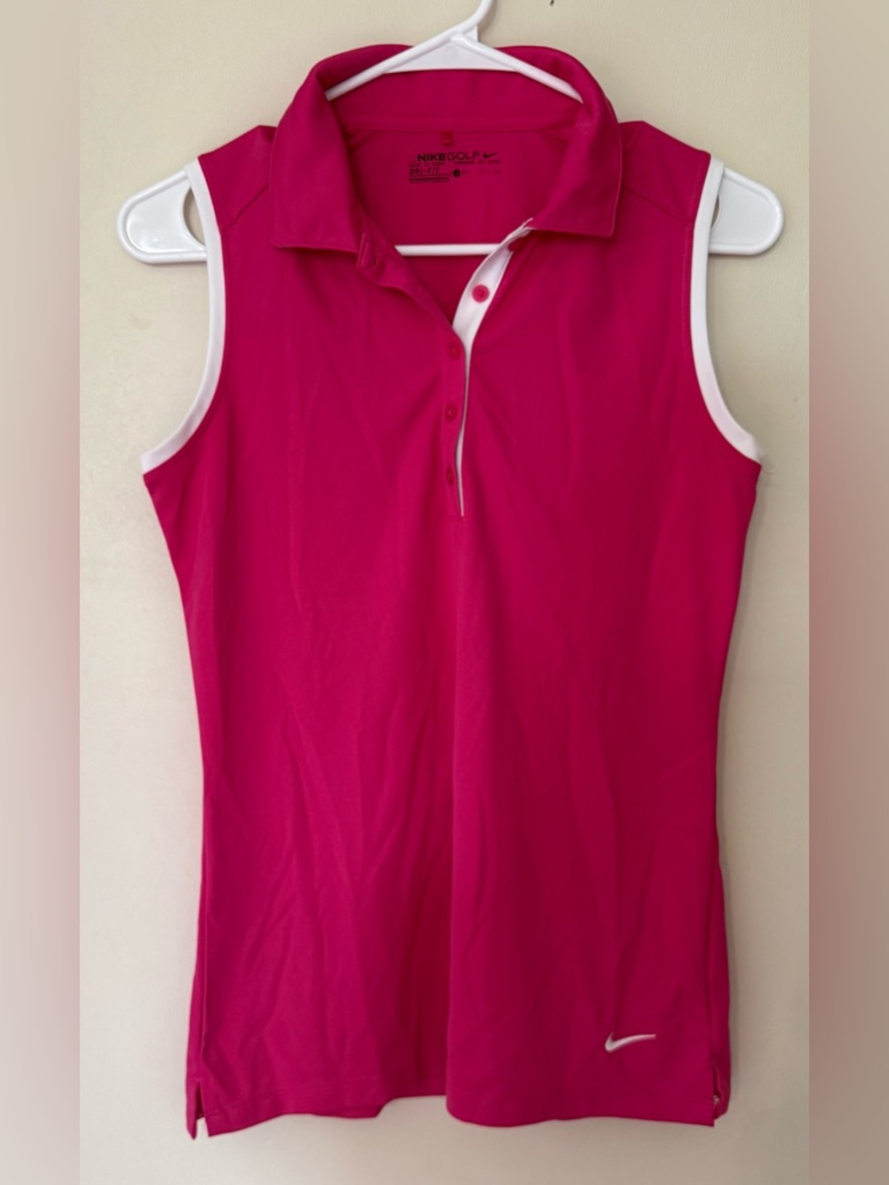 Nike Women’s Sleeveless Golf Polo in Hot Pink with White Trim